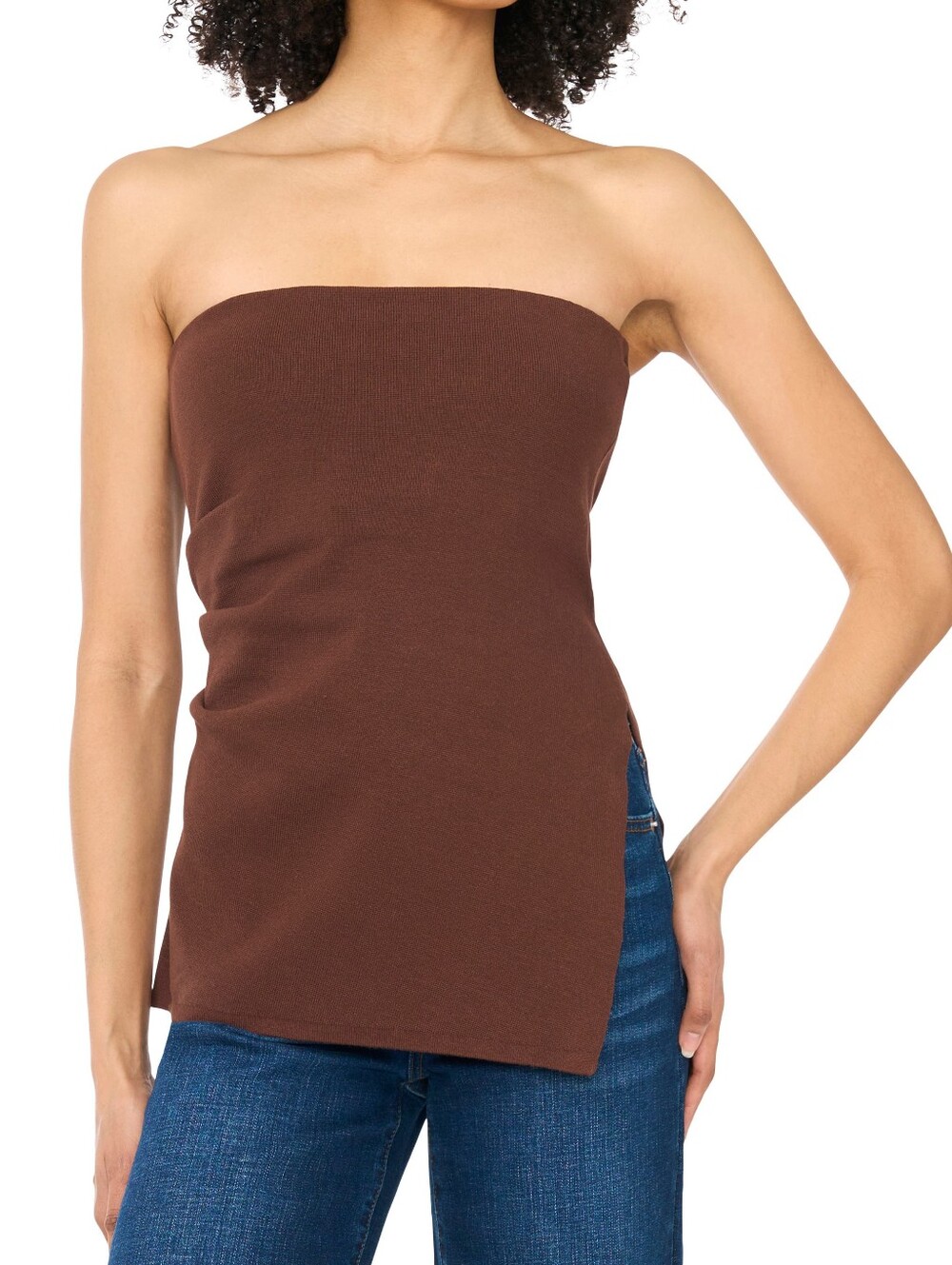 Parker Strapless Assymetrical Brown Strapless Knit Top Size XL New
